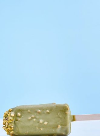 Pistachio ice cream on stick